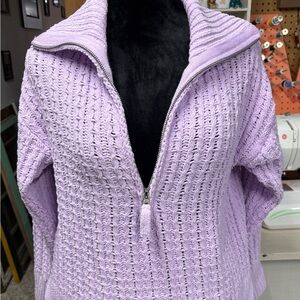 Lavender Zip-Up Sweater